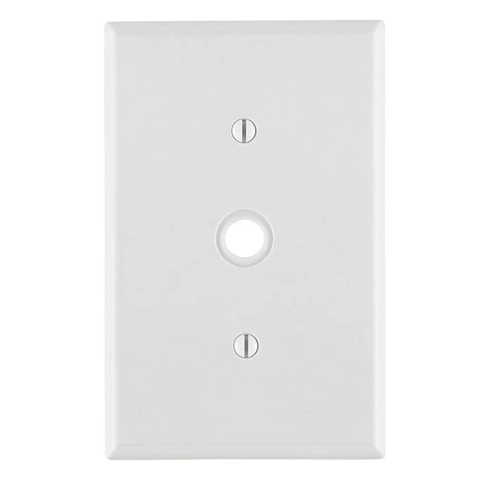 1-Gang .406 Inch Cable Wallplate, Midway Size, Thermoplastic Nylon, White, PJ11-W