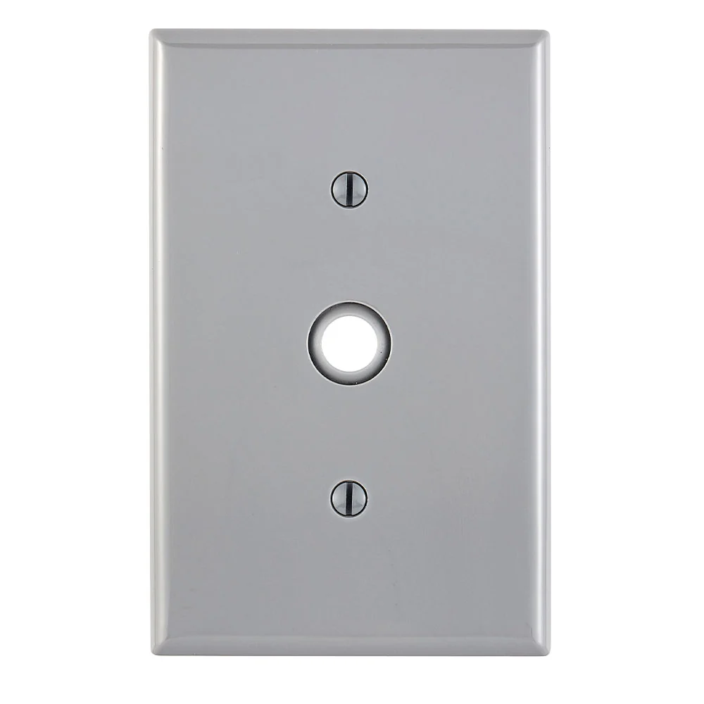 1-Gang .406 Inch Hole Device Telephone/Cable Wallplate, Midway Size, Thermoplastic Nylon, Strap Mount. Gray, PJ11-GY