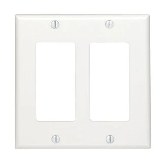 2-Gang Decora/GFCI Device Decora Wallplate/Faceplate, Standard Size, Thermoplastic Nylon, Device Mount, White, 80409-NW