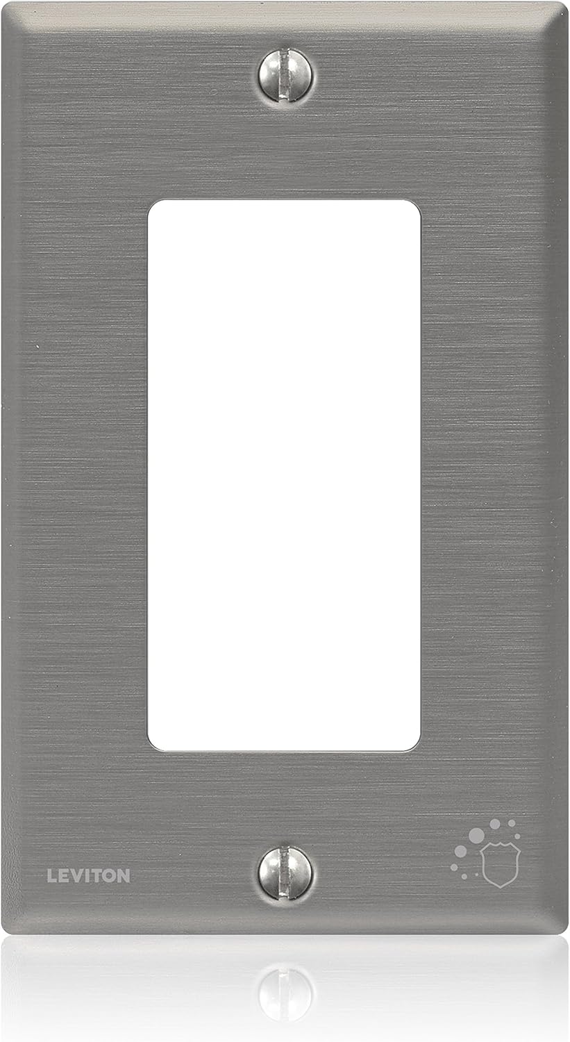 1-Gang Decora Wallplate, Standard Size, Antimicrobial Treated Powder Coated Stainless Steel, 84401-A40