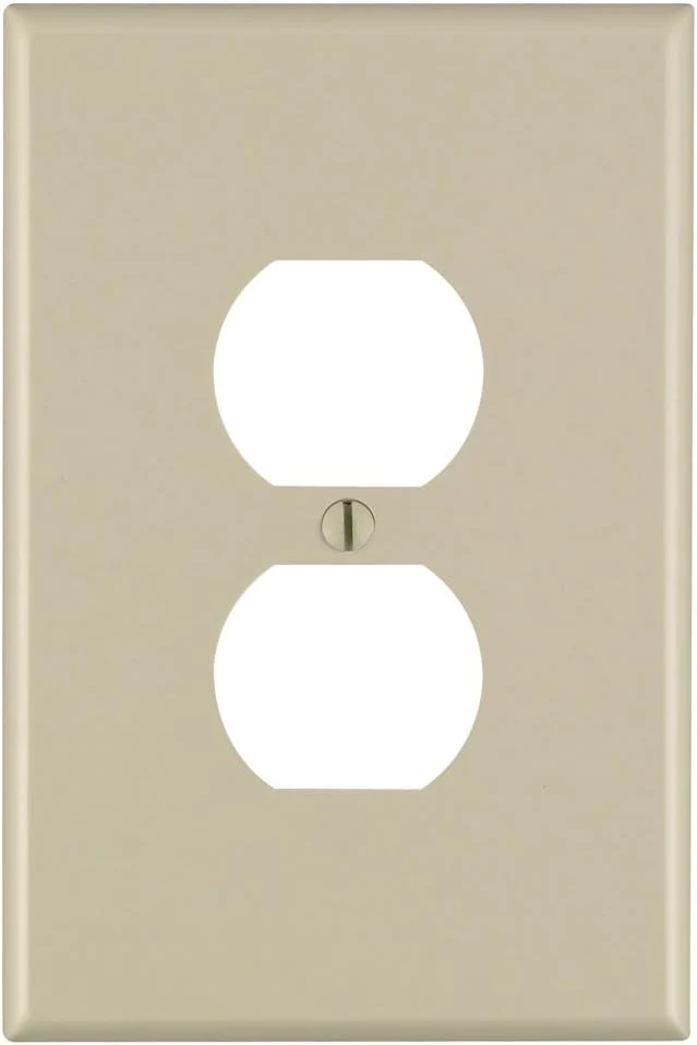 1-Gang Duplex Device Receptacle Wallplate, Oversized, Thermoset, Device Mount, Ivory, 86103