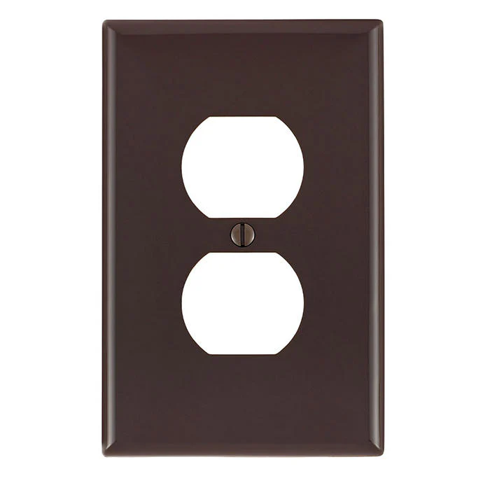 1-Gang Duplex Outlet/Receptacle Wallplate, Midway Size, Thermoplastic Nylon, Brown, 00PJ8