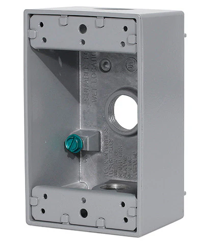 1-Gang Weatherproof Box with Three 1/2" Diameter Outlets, 1GM53-GY
