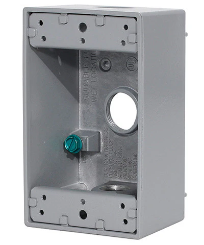 1-Gang Weatherproof Box with Three 3/4" Diameter Outlets, 1GM73-GY