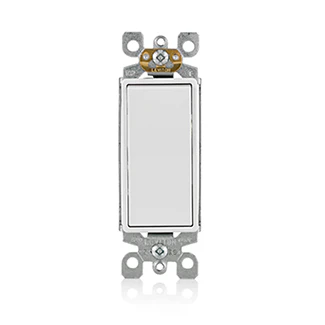 15 Amp, 120/277 Volt, Decora Rocker 3-Way AC Quiet Switch, Residential Grade, Grounding, Quickwire Push-In & Side Wired - White, 5603-2W