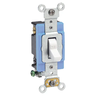 15 Amp, 120/277 Volt, Toggle Double-Pole AC Quiet Switch, Extra Heavy Duty Grade, Self Grounding, Back and Side Wired, White, 1202-2W
