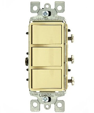 15 Amp, 120 Volt, Decora Single-Pole, AC Combination Switch, Commercial Grade, Non-Grounded, 1755 - Image 2