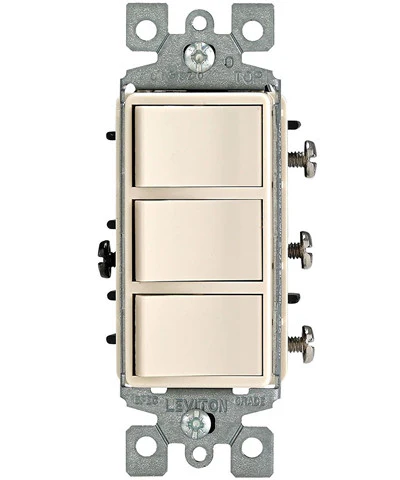 15 Amp, 120 Volt, Decora Single-Pole, AC Combination Switch, Commercial Grade, Non-Grounded, 1755 - Image 3