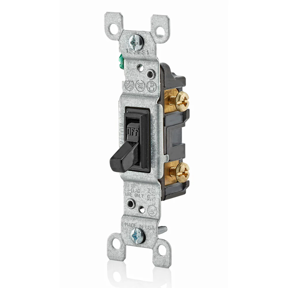 15 Amp, 120 Volt, Toggle Framed Single-Pole AC Quiet Switch, Residential Grade, Grounding, Quickwire Push-In & Side Wired, Black, 1451-2E - Image 2