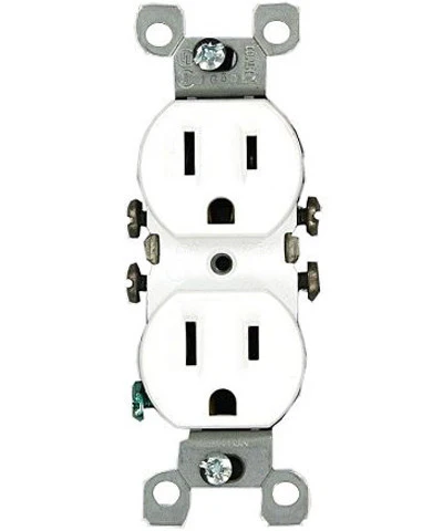15-Amp 125-Volt, Co/Alr Duplex Receptacle, Straight Blade, Residential Grade, Grounding, Ivory/White, 12650 - Image 2