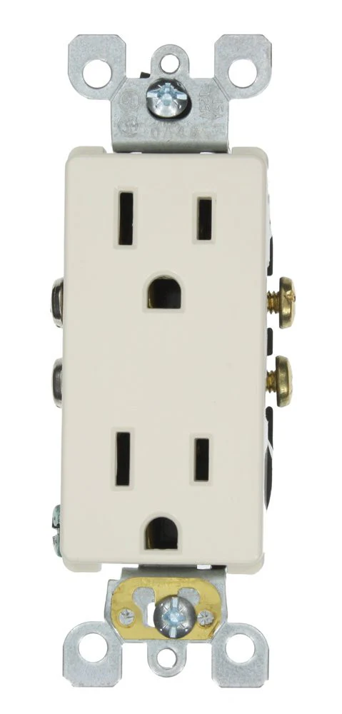 15-Amp 125-Volt, Decora Duplex Receptacle, Residential Grade, Self Grounding, Various Colors, 5325-S - Image 3