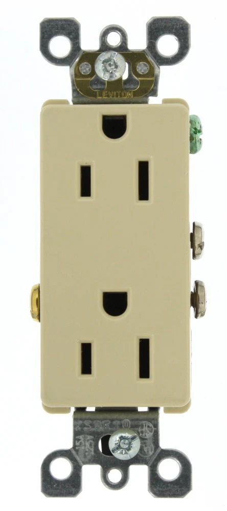 15-Amp 125-Volt, Decora Duplex Receptacle, Residential Grade, Self Grounding, Various Colors, 5325-S - Image 4