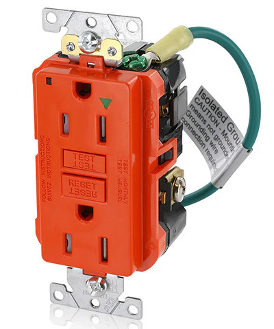 15-Amp, 125-Volt, Extra-Heavy Duty, Industrial Grade, Isolated Ground Duplex Tamper-Resistant Self-Test GFCI Receptacle, GFTR1-IGO