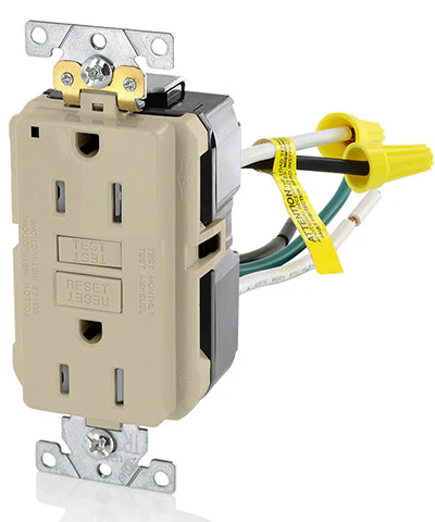 15-Amp, 125-Volt, Extra-Heavy Duty, Industrial Grade, Leaded Duplex Tamper-Resistant Self-Test GFCI Receptacle, GFTR1-5L