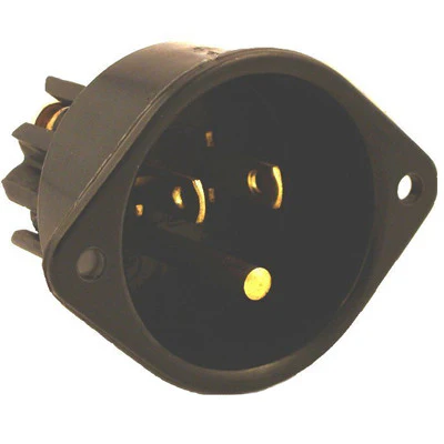 15 Amp, 125 Volt, Flanged Inlet Receptacle, Straight Blade, Commercial Grade, Grounding, Back Wired, Black, 5239