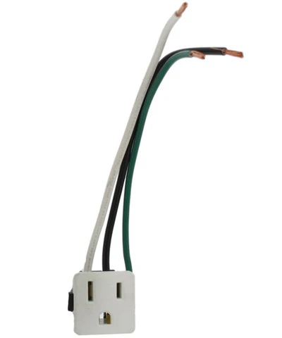 15-Amp, 125-Volt, Snap-In Receptacle, Grounding, White, 1374-1W