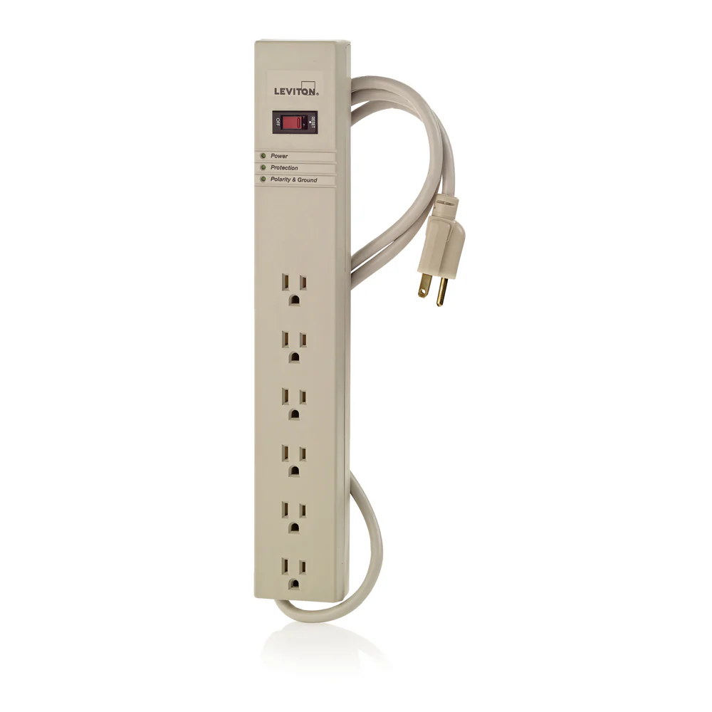 15 Amp, 125 Volt, Surge Protected 6-Outlet Strip w/Switch, 5100-S15