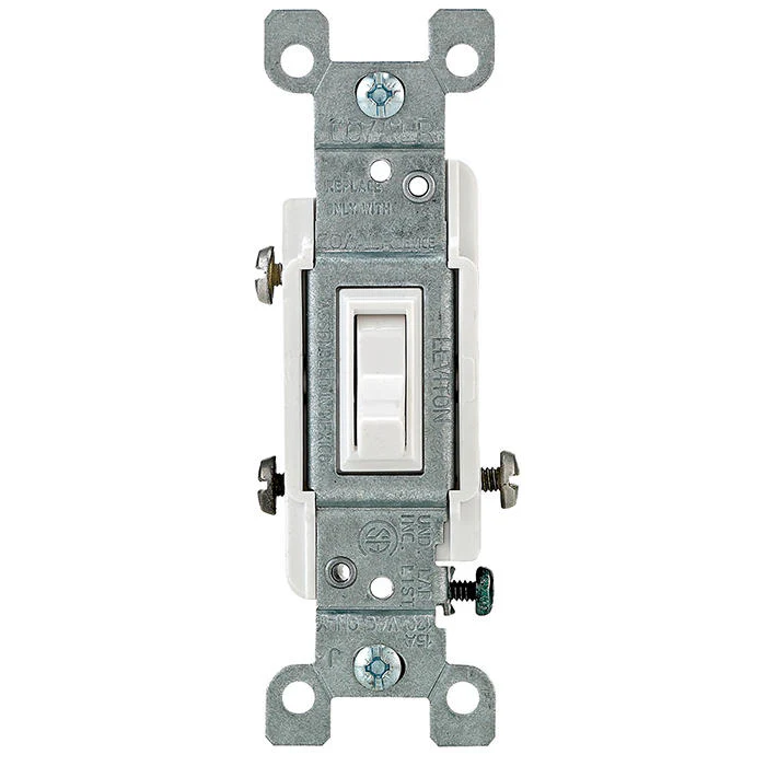 15 Amp 3-Way Toggle CO/ALR Switch, Grounding, White, 2653-2W