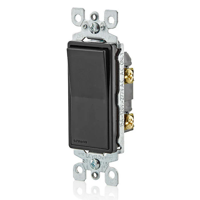 15 Amp Decora Single-Pole Switch, Grounding, Black, 5601-2E - Image 2