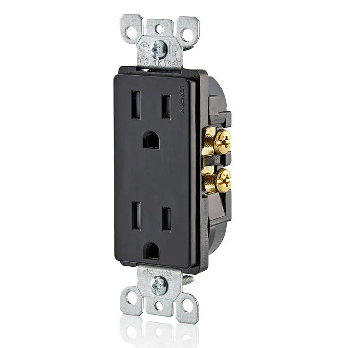15 Amp Decora Tamper-Resistant Duplex Outlet/Receptacle, Grounding, Black, T5325-E - Image 2