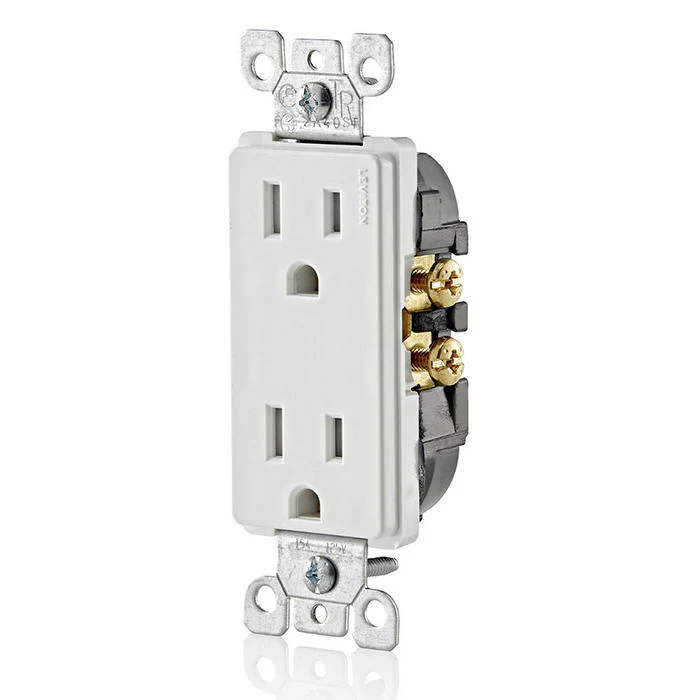15 Amp Decora Tamper-Resistant Duplex Outlet/Receptacle, Grounding, White, T5325-W - Image 2