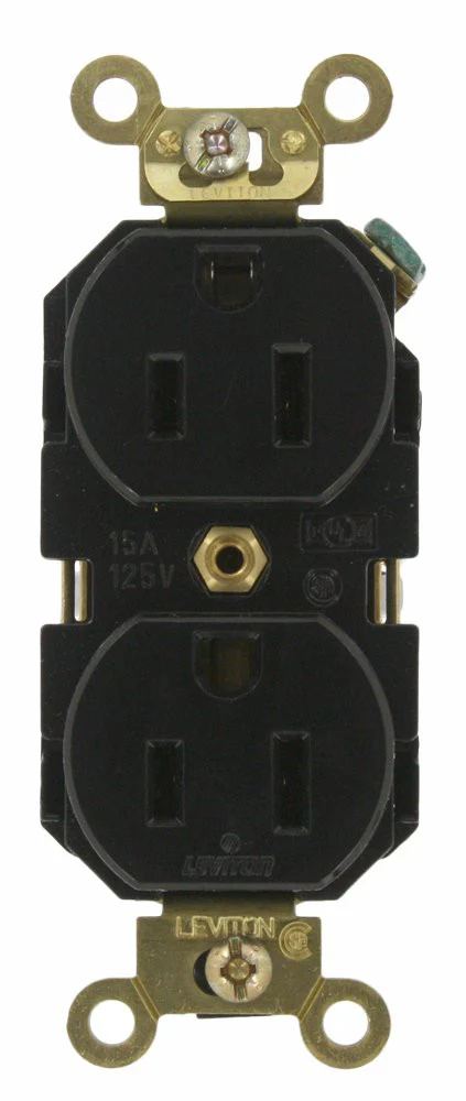 15-Amp, Duplex Receptacle, Industrial Heavy Duty Grade, Straight Blade, 125-Volt, Self Grounding, Various Colors, 5262 - Image 2