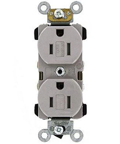15-Amp, Narrow Body Duplex Receptacle, Straight Blade, Tamper Resistant, Commercial Grade, 125-Volt, Self Grounding, Various Colors, TBR15 - Image 3
