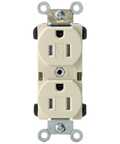 15-Amp, Narrow Body Duplex Receptacle, Straight Blade, Tamper Resistant, Commercial Grade, 125-Volt, Self Grounding, Various Colors, TBR15 - Image 4