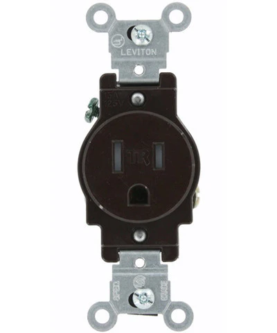 15-Amp, Narrow Body Single Receptacle, Straight Blade, Tamper Resistant, 125-Volt, Commercial Grade, Grounding, T5015