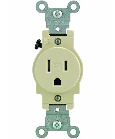 15-Amp, Narrow Body Single Receptacle, Straight Blade, Tamper Resistant, 125-Volt, Commercial Grade, Grounding, T5015 - Image 2
