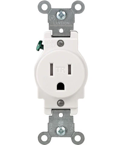15-Amp, Narrow Body Single Receptacle, Straight Blade, Tamper Resistant, 125-Volt, Commercial Grade, Grounding, T5015 - Image 3