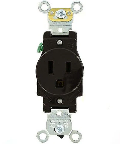 15-Amp, Single Receptacle, Industrial Heavy Duty Grade, Straight Blade, 125-Volt, Self Grounding, Brown/Gray/Ivory/Red/White, 5261