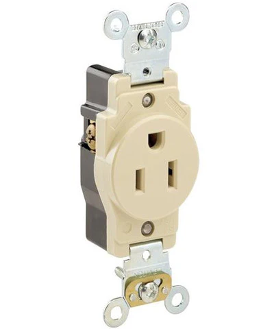 15-Amp, Single Receptacle, Industrial Heavy Duty Grade, Straight Blade, 125-Volt, Self Grounding, Brown/Gray/Ivory/Red/White, 5261 - Image 3