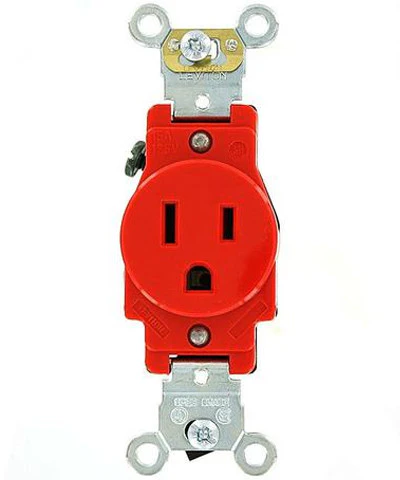 15-Amp, Single Receptacle, Industrial Heavy Duty Grade, Straight Blade, 125-Volt, Self Grounding, Brown/Gray/Ivory/Red/White, 5261 - Image 4