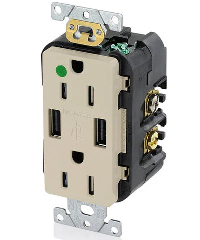 Hospital Grade USB Charger/Tamper-Resistant Duplex Receptacle, 15-Amp, T5632-HG - Image 3