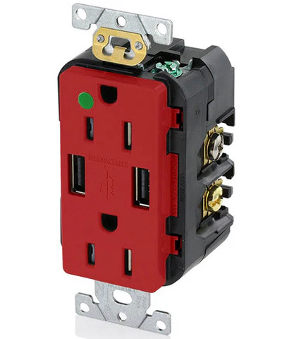 Hospital Grade USB Charger/Tamper-Resistant Duplex Receptacle, 15-Amp, T5632-HG - Image 4