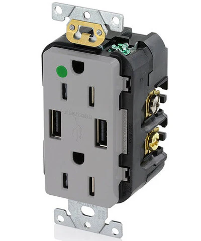 Hospital Grade USB Charger/Tamper-Resistant Duplex Receptacle, 15-Amp, T5632-HG - Image 6