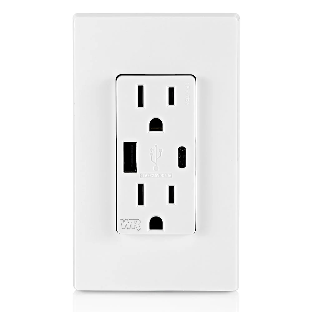 15A Weather-Resistant USB Receptacles with Type A and Type-C Ports, W5633-W - Image 3