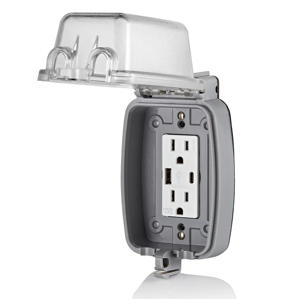 15A Weather-Resistant USB Receptacles with Type A and Type-C Ports, W5633-W - Image 6