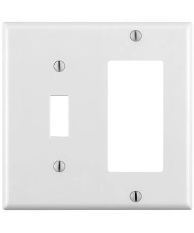 2-Gang 1-Toggle 1-Decora/GFCI Device Combination Wall Plate, Standard Size, Thermoset, Device Mount, 80405