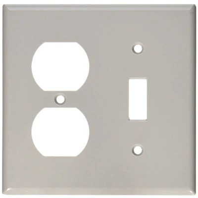 2-Gang 1-Toggle 1-Duplex Device Combination Wall Plate, Standard Size, Thermoset, Device Mount, Gray, 87005