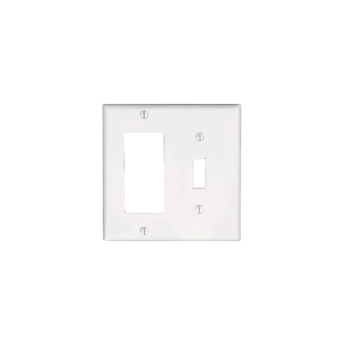2-Gang Combination Wallplate, 1-Toggle and 1-Decora, Standard Size, Thermoset, White, 80405-W