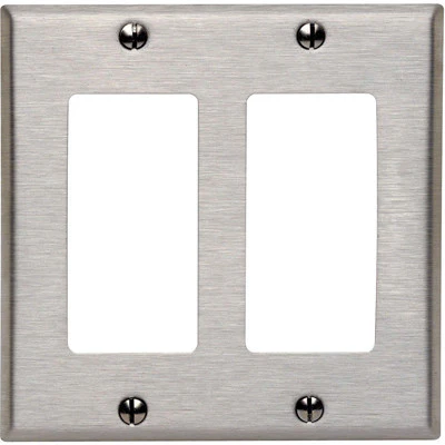 2-Gang Decora/GFCI Device Decora Wall Plate, Device Mount, Stainless Steel, 84409-40