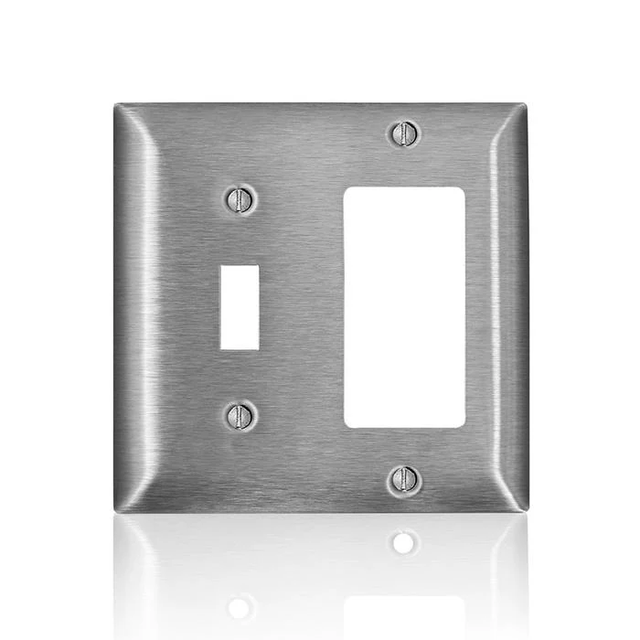 2-Gang Decora/Toggle Switch Wallplate, Standard Size, Non-Magnetic Stainless Steel, C-Series, SS126-40