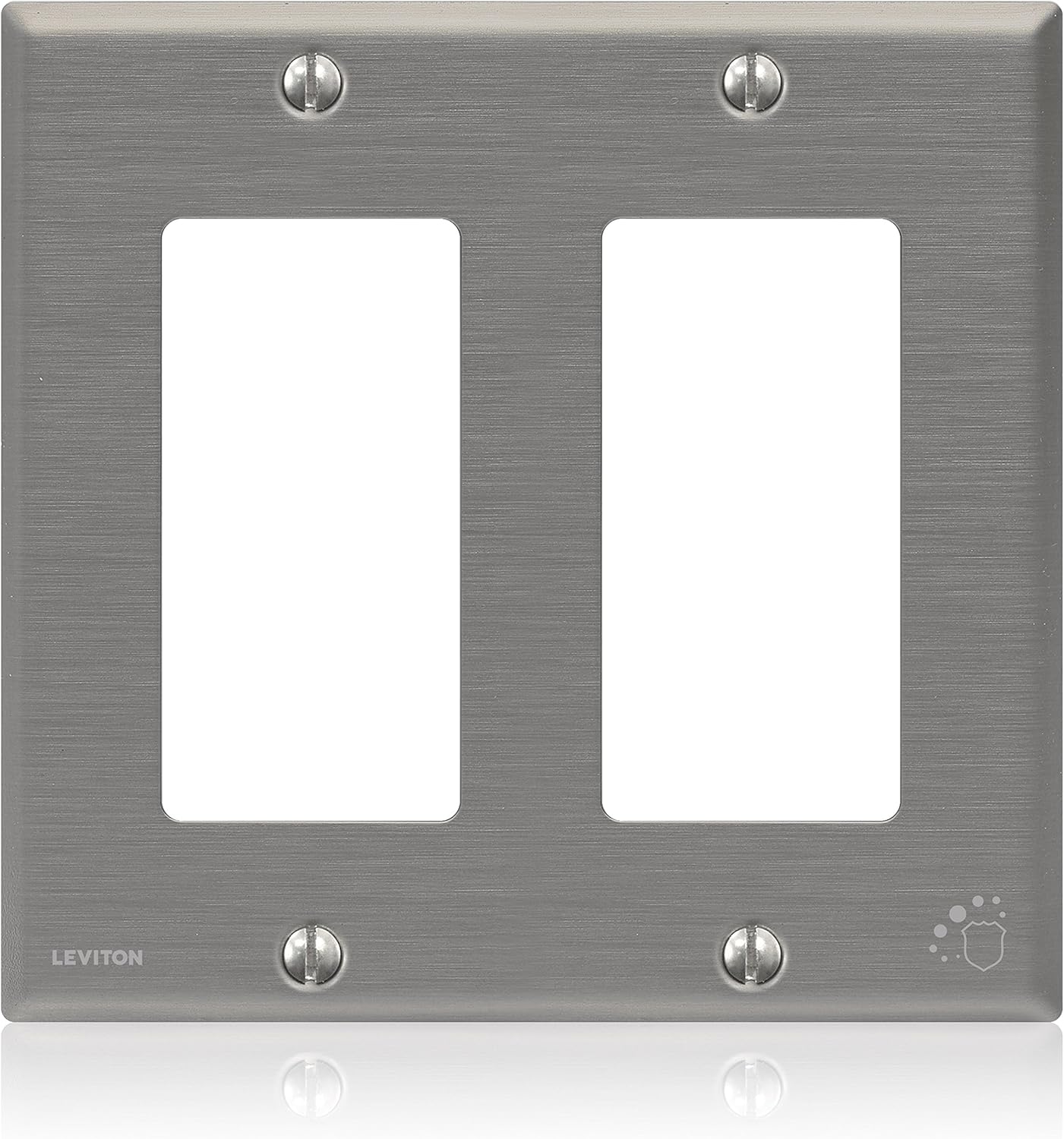 2-Gang Decora Wallplate, Standard Size, Antimicrobial Treated Powder Coated Stainless Steel, 84409-A40