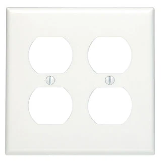 2-Gang Duplex Device Receptacle Wallplate, Standard Size, Thermoset, Device Mount, White, 88016