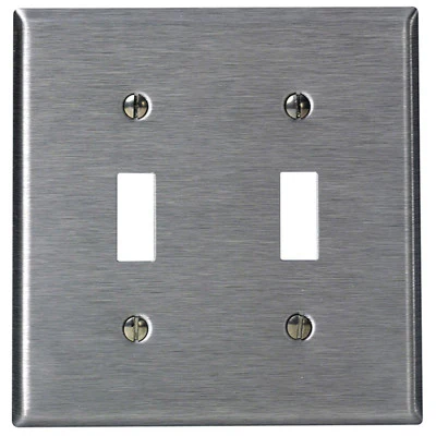 2-Gang Toggle Device Switch Wall Plate, Standard Size, Device Mount, Stainless Steel, 84009-40