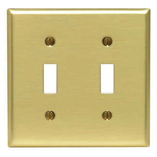 2-Gang Toggle Device Switch Wallplate, Standard Size, Brass, Device Mount, Brass, 81009