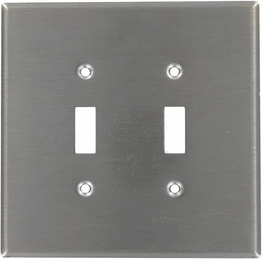 2-Gang Toggle Switch Wallplate, Oversized, Non-Magnetic Stainless Steel, 84109