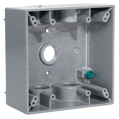 2-Gang Weatherproof Box with Five 1/2" Diameter Outlets, 2GM55-GY